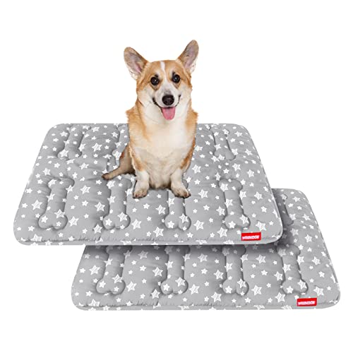 Dog Crate Mat (Medium 30"X19" / Grey+Grey)