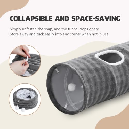 Straight Bubble Cat Tunnel for Indoor Cats 47"x12" (Grey / Straight)