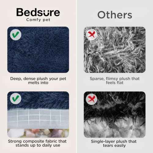 SupportMax® Calming XL Dog Bed Extra Large Washable Pet Bed (Navy / XL(42x42x9))