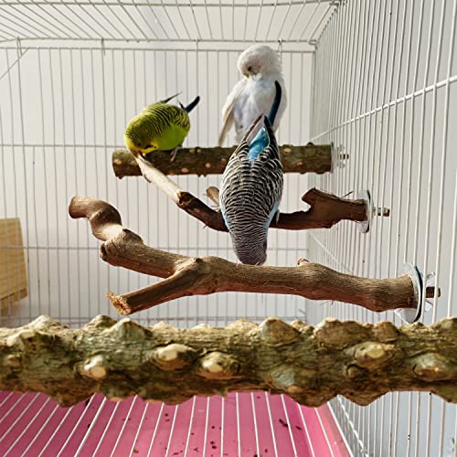 5 PCS Natural Wooden Parrot Stand Bird Perch Stand Grape Stick Hanging Multi Branch Perch for Parrots