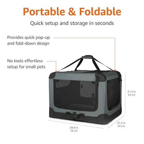 4 Door Portable Folding Soft Dog Crate (Grey / 30.0"L x 21.0"W x 21.0"H)