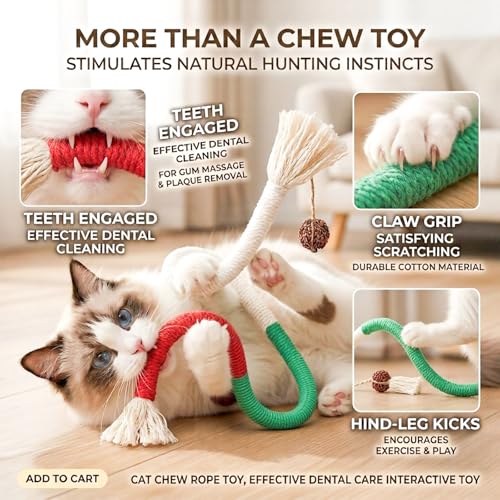 Cat Toys 3PCS Mix Catnip Chew Rope Silvervine Stick for Indoor Cat (MIX-3PACK)
