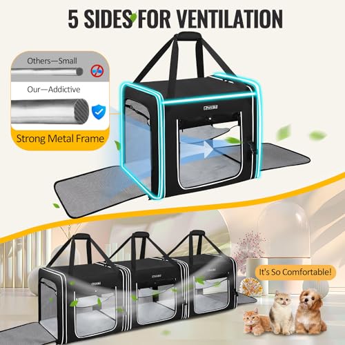Combinable Pet Car Travel Carrier for a Large Cat (18.0"L x 17.0"W x 17.0"H / Black-1)