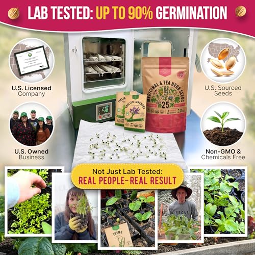 25 Medicinal & Tea Herb Seeds Variety Pack for Indoor & Outdoors. 10900+ Non