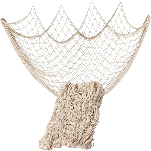 Fish Net Decorations for Party (1 Pack Beige/No Shells / One Size)
