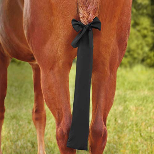 Stretchy Tail Bag Breathable Horse Tail Guard Slip on Design Protect Horse Tail 2 Strand Closure Straps Keep Tail Clean & Protected 22" L Length Makes Grooming Easy (Classic Black)