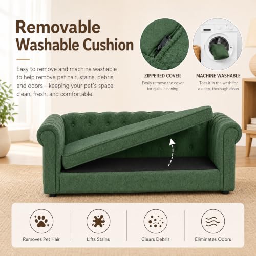 Dog Sofa Couch for Medium to Large Dogs (55 inch-1 / Green)