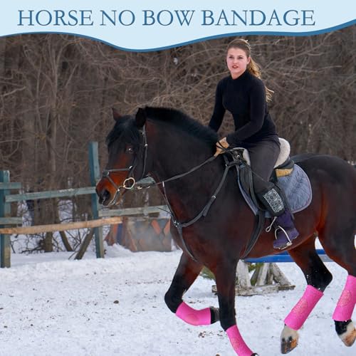 Set of 4 Horse No Bow Bandage 3D Contoured Standing Wrap Bandages Stable Nylon Horse Leg Wraps for Helping Prevent Horse from Tendon Damage and Keep Horses Clean and Safe (Purple)