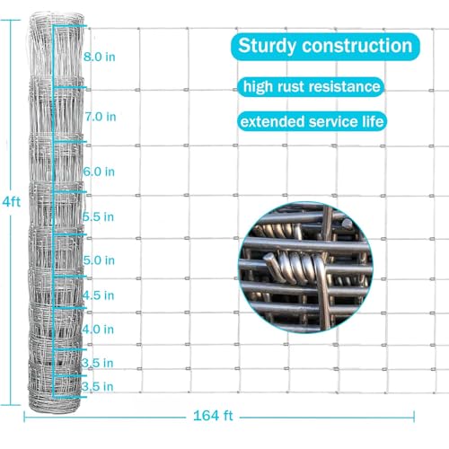 Farm Fence 4ft x 164ft Galvanized Wire Fencing (48inX164ft)