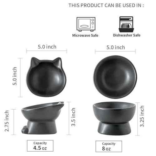 Elevated Cat Bowls (4.5 OZ+8 OZ / Matte Black)