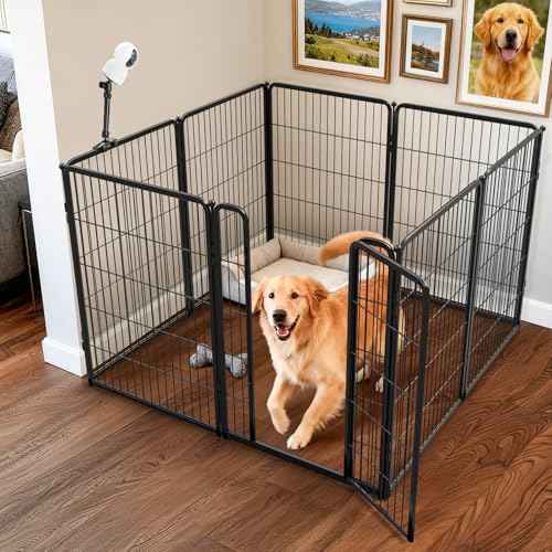 Homeplus Indoor Dog Playpen with Camera Mount (Black / 40"H)