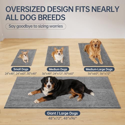 Dog Door Mat for Muddy Paws (60"x24" / Light Grey)