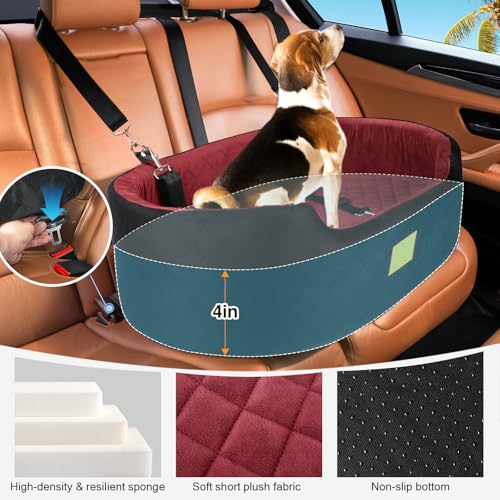 Dog Car Seat for Medium Dogs Up to 50 lbs (Black/Red)