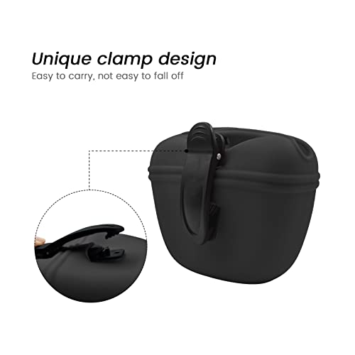 Silicone Dog Treat Pouch with Clicker Magnetic Closure Secure Clip (2 Pack / Dark grey+Hunter green)