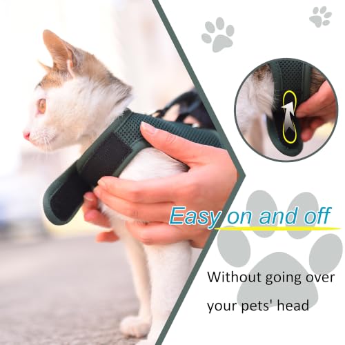 Cat Harness and Leash Set for Walking Escape Proof (Green / M 5.5-9 lbs)