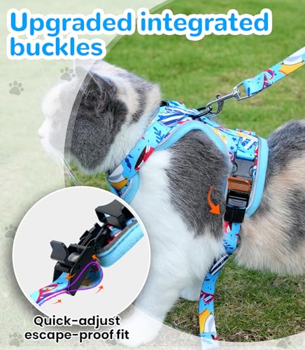 Cat Harness and Leash Set (H604 Pro Azure Blue / Small (7-12lb))