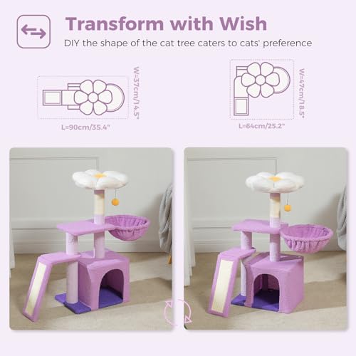 Cactus Cat Tree for Kittens & Small Cats (Purple)