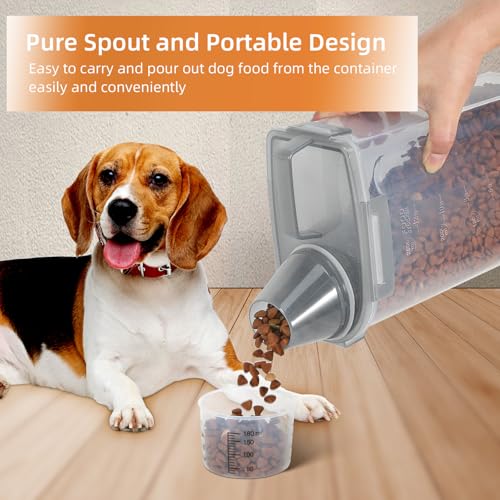 3-5Lbs/3Qt Dog Cat Food Storage Container With Foldable Bowl., Plastic Pet Food Dispenser for Small Animal Kibble/Pet Food/Bird Seed/Oatmeal/Rice/Flour/Brown Sugart/Cereals (Clear Grey) (Clear Grey / 3L-1pack)
