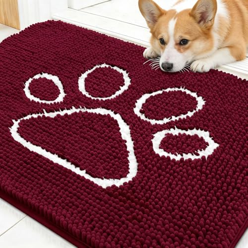 Dog Door Mat for Muddy Paws 30x20 (Burgundy / 30" X 20")