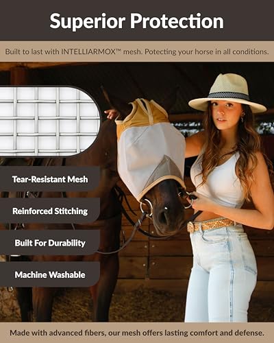 TSZ Horse Fly Mask Standard No Ears UV Block 70% Breathable Mesh Flymask (Horse)