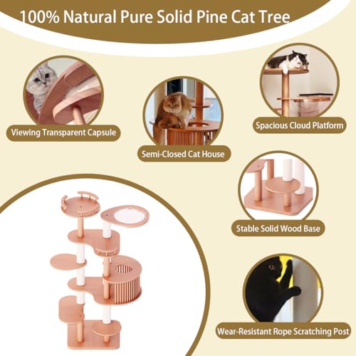 Cat Tree 36.4" Solid Wood Multi (L23.6"xW23.6"xH36.4")