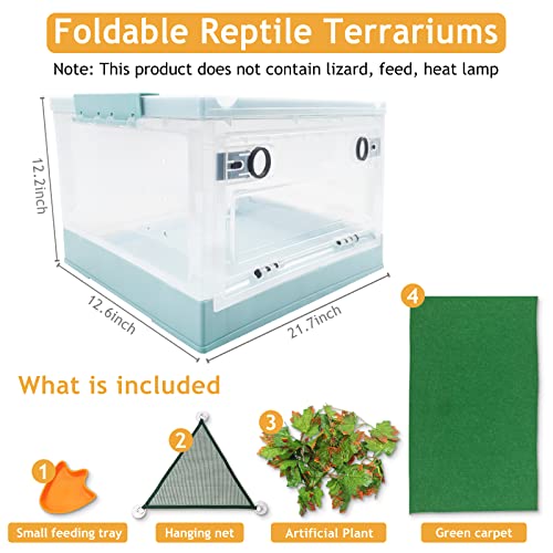 Portable Foldable Terrarium Kit with Wheels for Reptiles Large (Blue)
