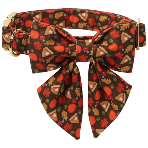 Halloween Dog Collar with Sailor Bow (Pumpkin Pie(Sailor Bow) / X-Small (Pack of 1))