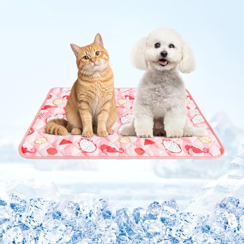 Dog Cooling Mat (Pink Seahorse / Medium 19.5IN x 27.5IN)