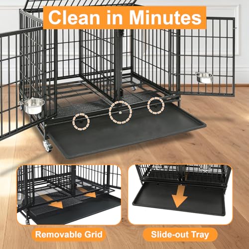 Taller 43" Dog Crate Cage Kennel Indoor with Divider (43"L - 2 Tiers)