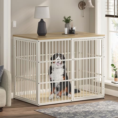 48'' XXL Dog Crate Furniture with 3 Doors for Large Dogs (Natural Beech / 47.2"L x 29.1"W x 37.6"H)