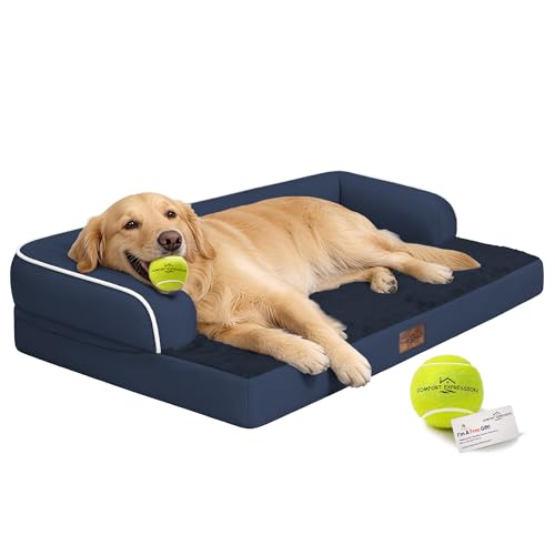 Orthopedic XL Dog Bed for Large and Extra Large Dogs (Navy Blue / 42"L x 30"W x 7.5"Th)
