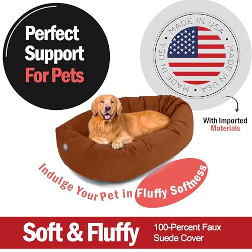 Suede Shredded Memory Foam Mix Calming Dog Bed Washable (Rust)