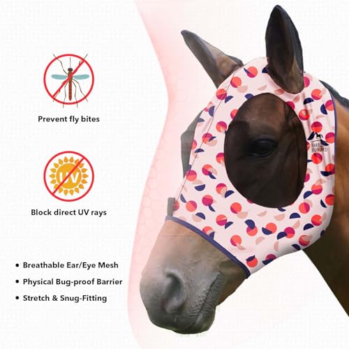 Super Comfort Stretchy Fly Mask Large Eye Space with UV Protection Soft on Skin with Breathability Weaving Dots L (Full (Large) / Weaving Dots)