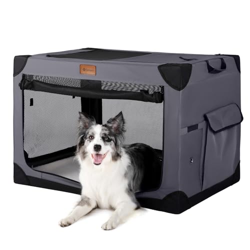 Soft Dog Crate for Extra Large Dogs (Dark Grey / 42.0"L x 31.0"W x 31.0"H)