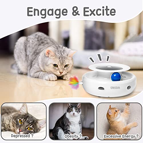 2in1 Interactive Toys for Indoor Cats (Lvory White)