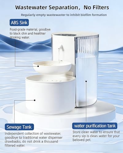 Wireless Cat Water Fountain Cordless No Filters (Black white)