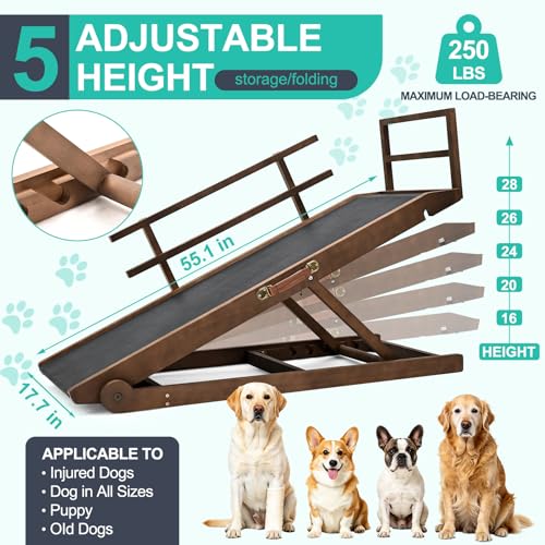 Dog Ramp for Bed & Couch (Brown / L-for 27.5''H Bed)