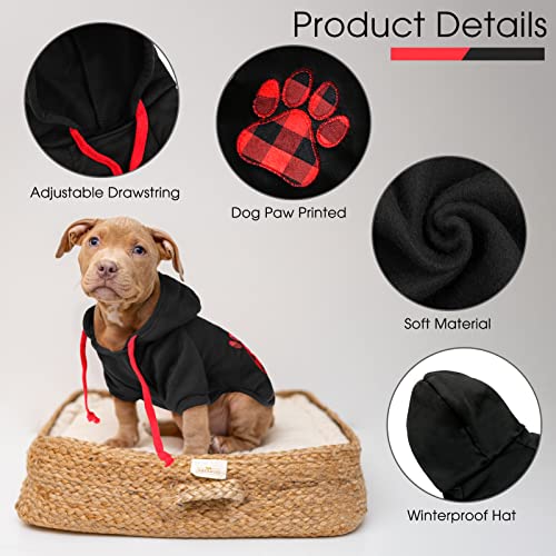 Dog Hoodie Flannel Pet Hooded Sweater with Hat Puppy Pullover Sweater Shirt (Small / Black)