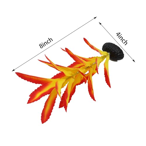 Silk Aquarium Plants for Betta Fish Tank (Yellow-red / 8 Inch)