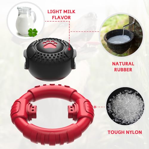 Dog Toys for Aggressive Chewers Large Medium Small Breed Indestructible (Red / Medium)