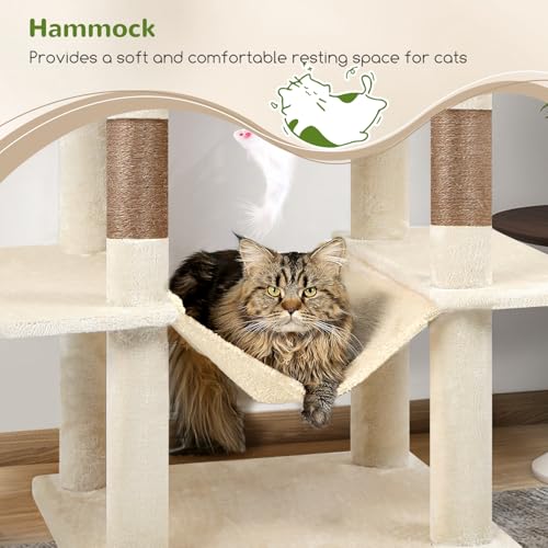 Extra Tall Cat Tree Tower for Indoor Cats (Beige / 76 inch)