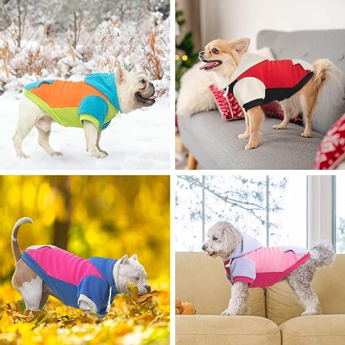 Fleece Dog Hoodie Sweatershirt with Pocket and Leash Hole (X-Small / Pink)