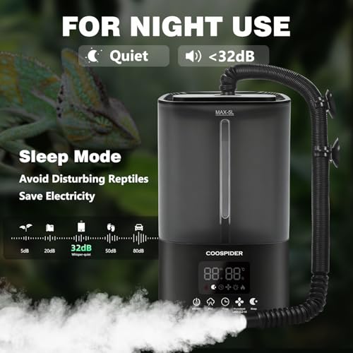 Reptile Fogger Humidifier (Black / 5L/1.32Gallon)