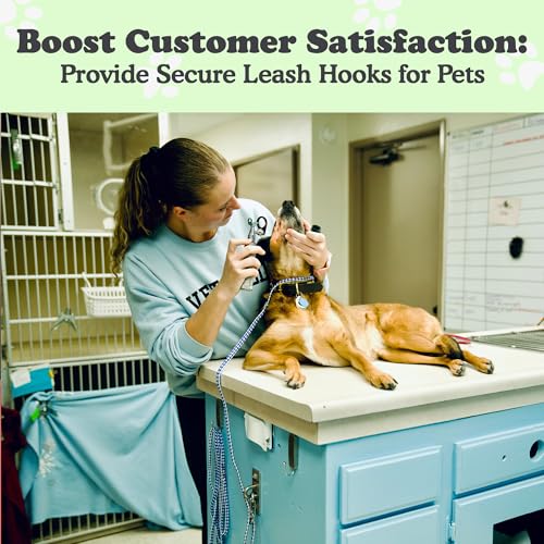 Canine Hitch Secure Dog Leash Parking Wall Slim Hook with Clip 2 Pack