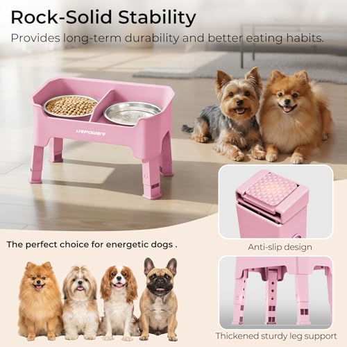 Mess Proof Elevated Dog Bowls (Pink / Small)