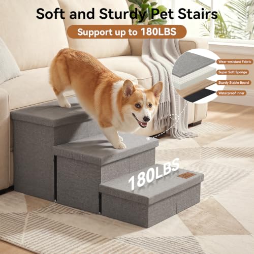 Dog Stairs with Storage (Grey Small no Condo / 3)