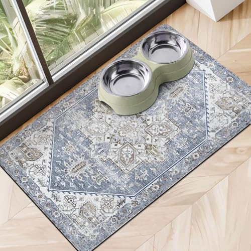 Dog Food Mats for Floors (Blue / M(16"×24"))