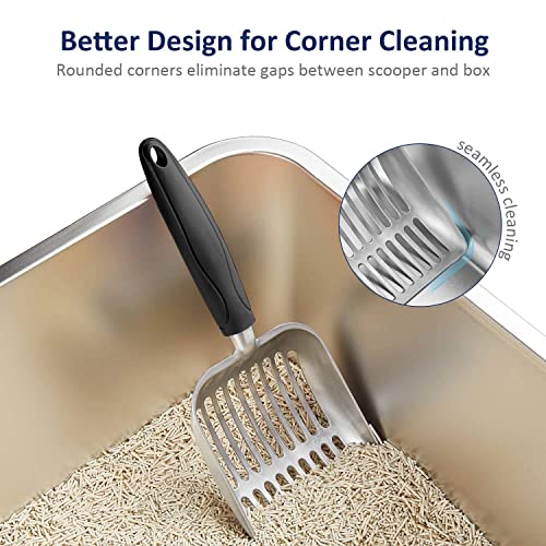 Cat Litter Scoop (Small / FLAT Aluminum \ #06 Black Handle)