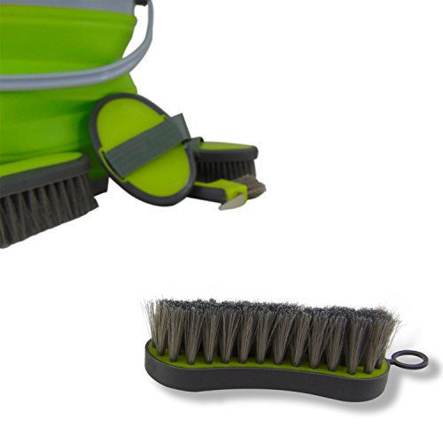 Collapsible Grooming Kit 10 Liter Bucket and 5 Grooming Tools (Lime Green)