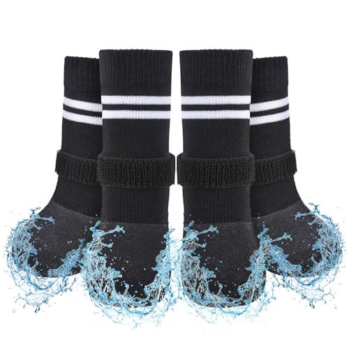 Anti Slip Dog Boots & Paw Protectors for Hardwood Floor (Black / Large(Paw width 2.16in/5.5cm))